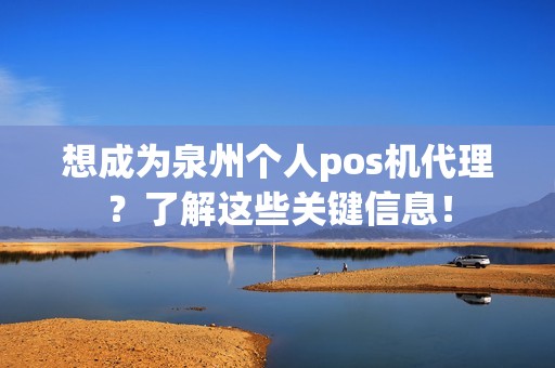想成为泉州个人pos机代理?了解这些关键信息! 想成为泉州个人pos机代理?了解这些关键信息!